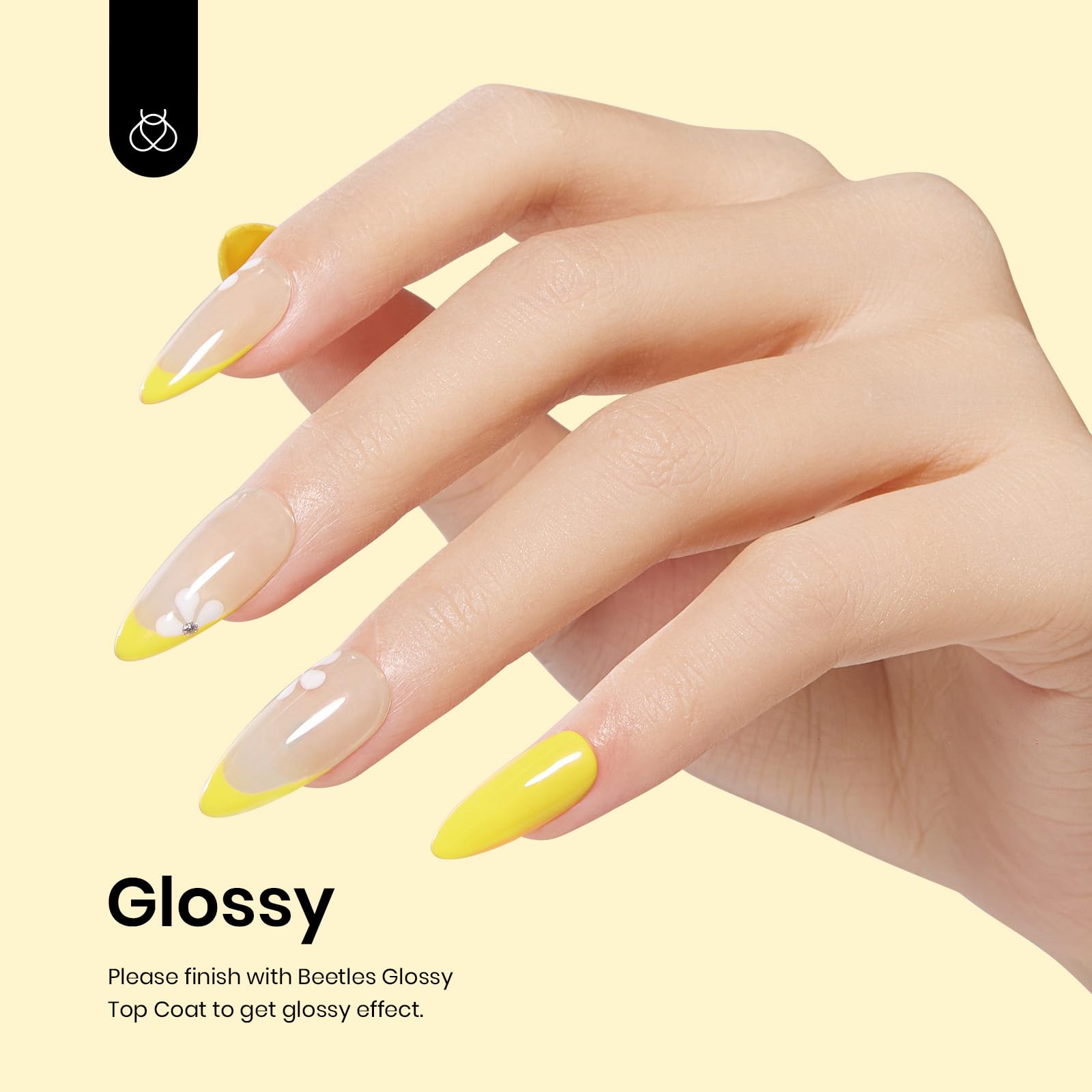 Beetles Gel Polish nail swatch set displaying vivid canary yellow coverage