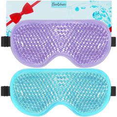 BeeVines front packaging showing two gel eye masks and gift box for convenient relief