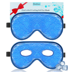 BeeVines navy XL front packaging showing two gel eye masks and benefits