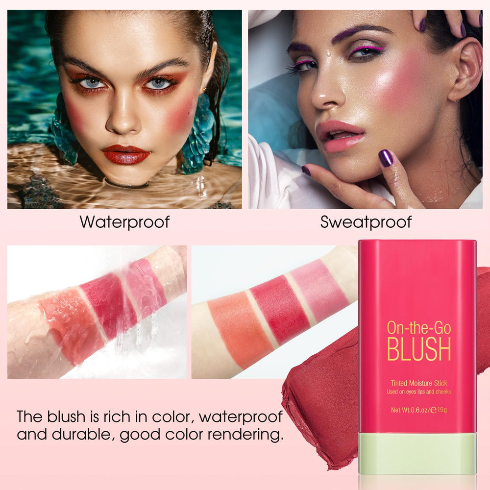 BEFIVECOK applying blush on cheeks to show quick on-the-go application benefit