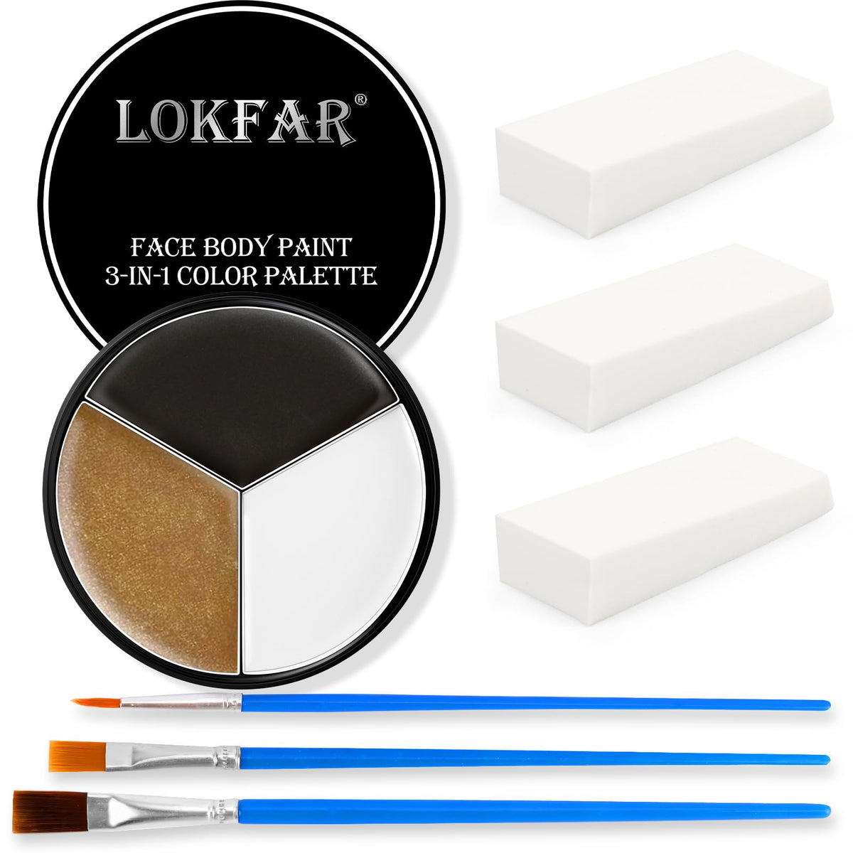 BEFIVECOK front packaging showing three core shades and included tools for quick selection