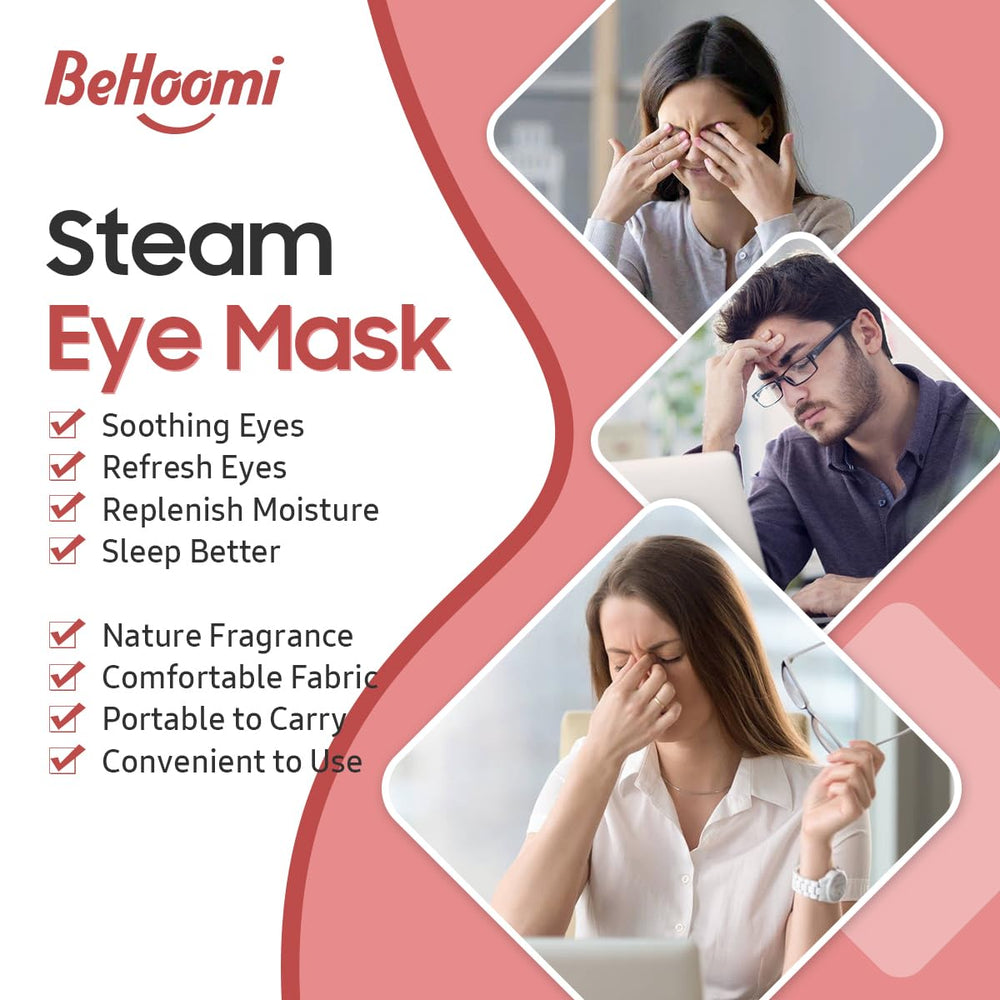 BeHoomi mask worn by relaxed person showing moist warmth relief