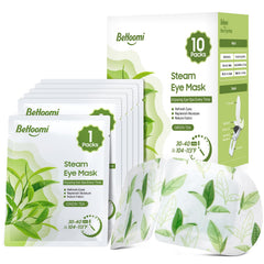 BeHoomi front packaging showing ten green tea scented masks and benefits