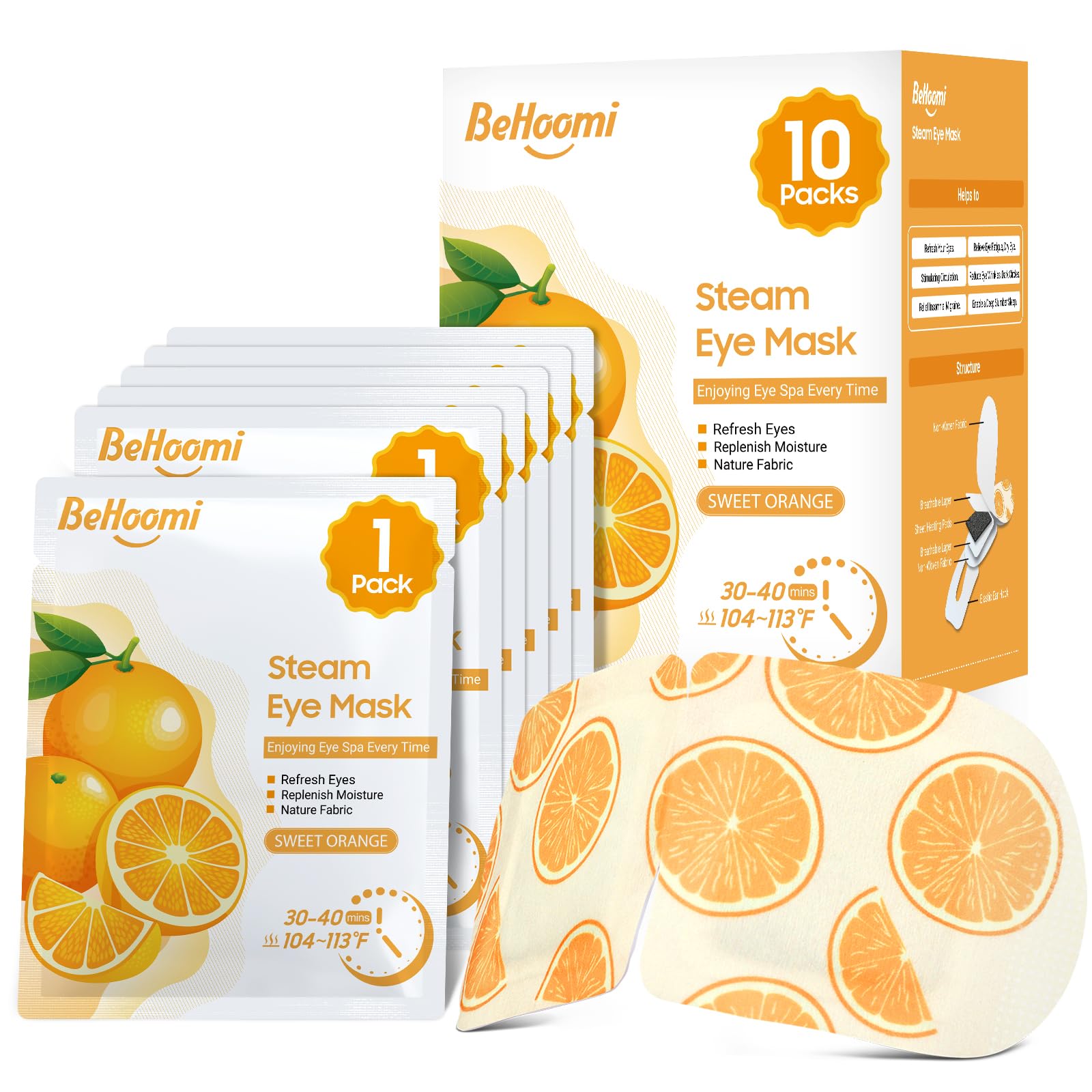 BeHoomi front packaging showing 10 pack and orange scent benefit
