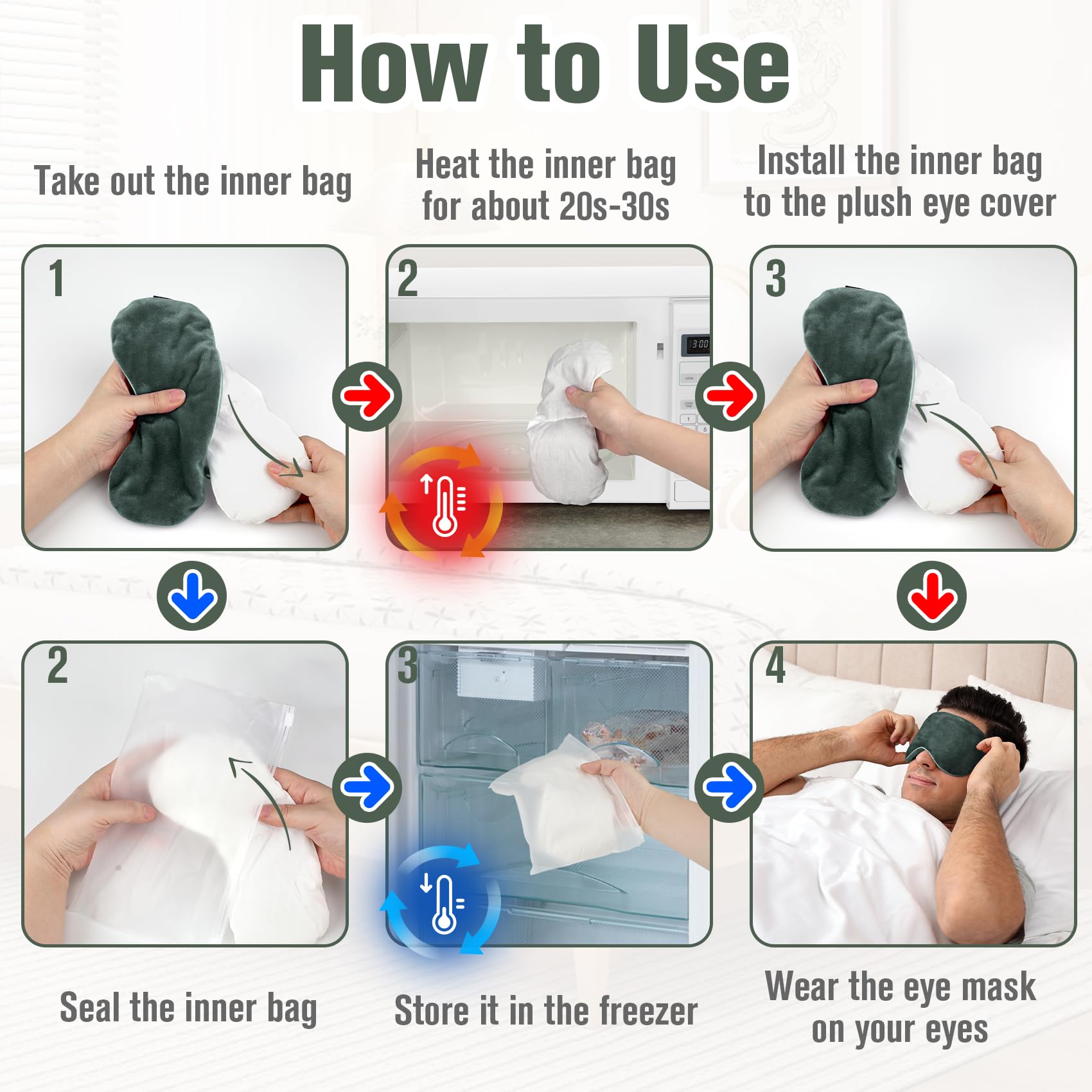 BeHoomi inner bag in freezer illustrating quick-cold therapy and refreshing relief