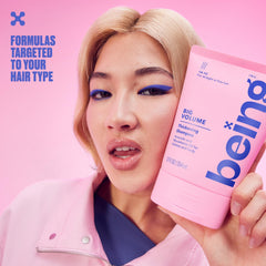 BEING INC conditioner pour showing lightweight texture for non‑heavy hydration