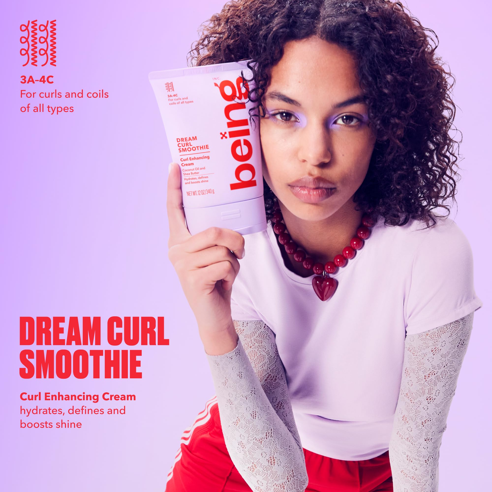 BEING INC open jar texture of Dream Curl Smoothie highlighting creamy hydration benefit