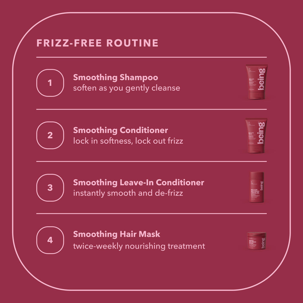 BEING INC bottle staged in bathroom setting showing everyday styling use