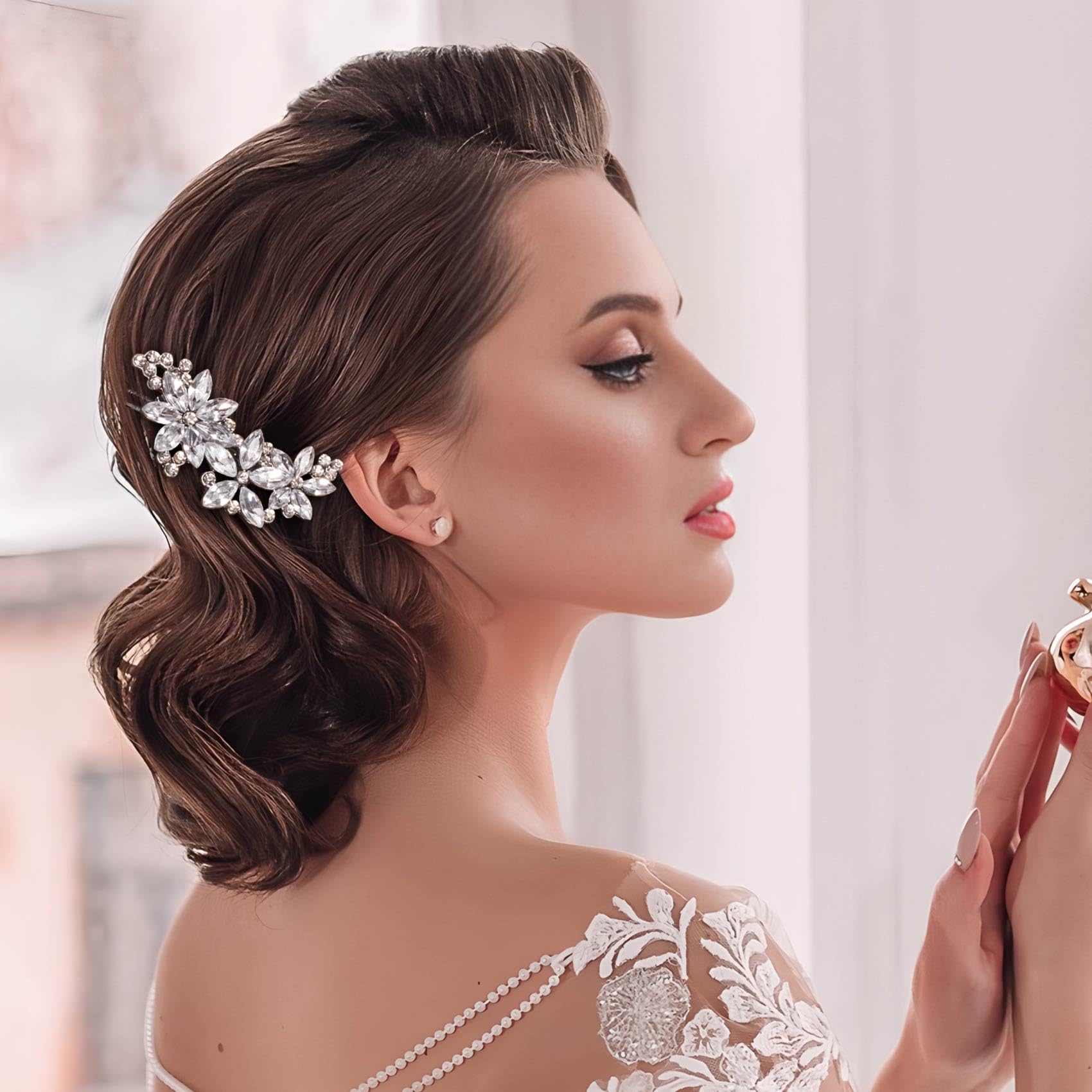 BEIQIYA clip worn in hair showing secure hold and elegant look