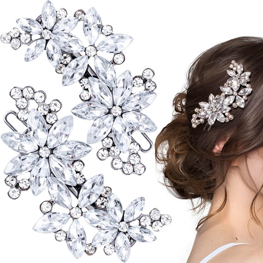 BEIQIYA front view of silver floral clip showing sparkle and shine