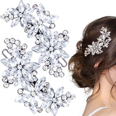 BEIQIYA front view of silver floral clip showing sparkle and shine