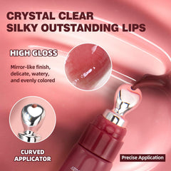 Bekoeen close-up of lip gloss shimmer showing reflective high-shine finish