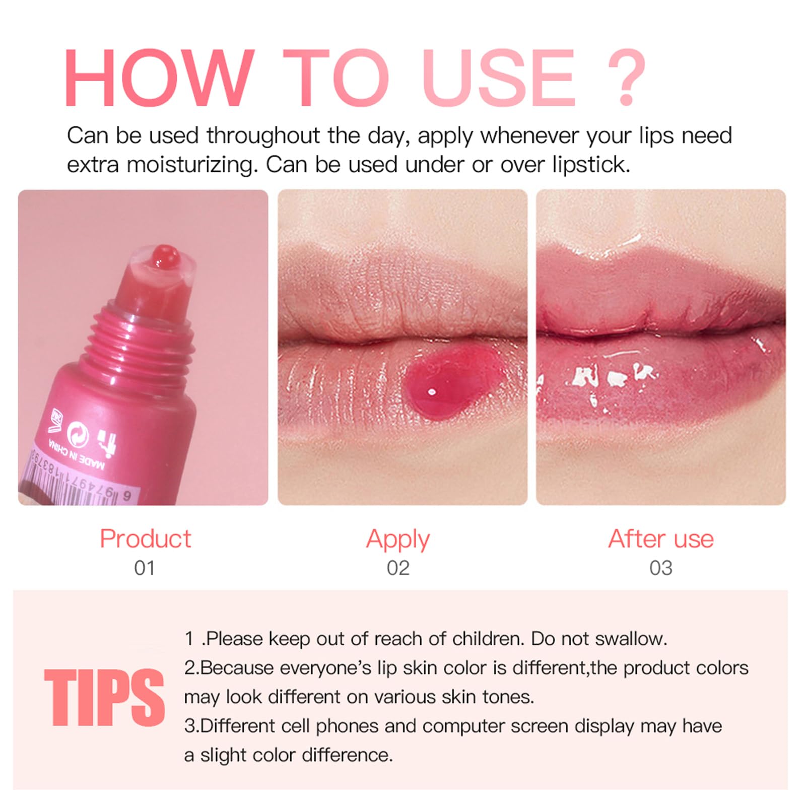 Bekoeen texture gloss drop highlighting non-sticky sheen and moisture