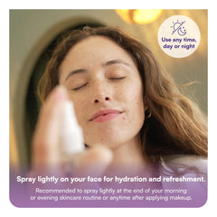 Belfiore Herbal mist applied to face offering gentle hydration and glow