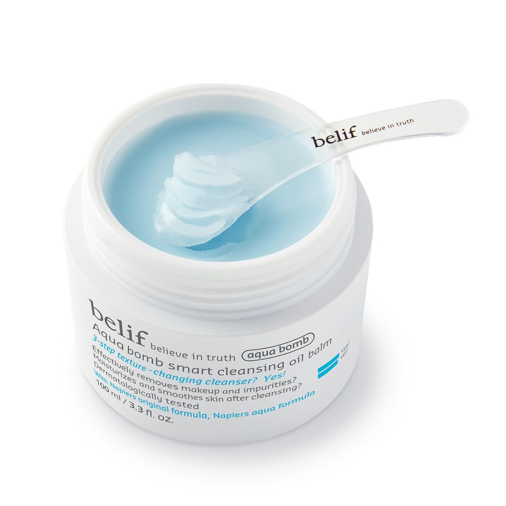 belif front jar of Aqua Bomb balm showing clean packaging and hydration benefit