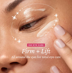 belif concept before and after eye area, visualizes reduced puffiness