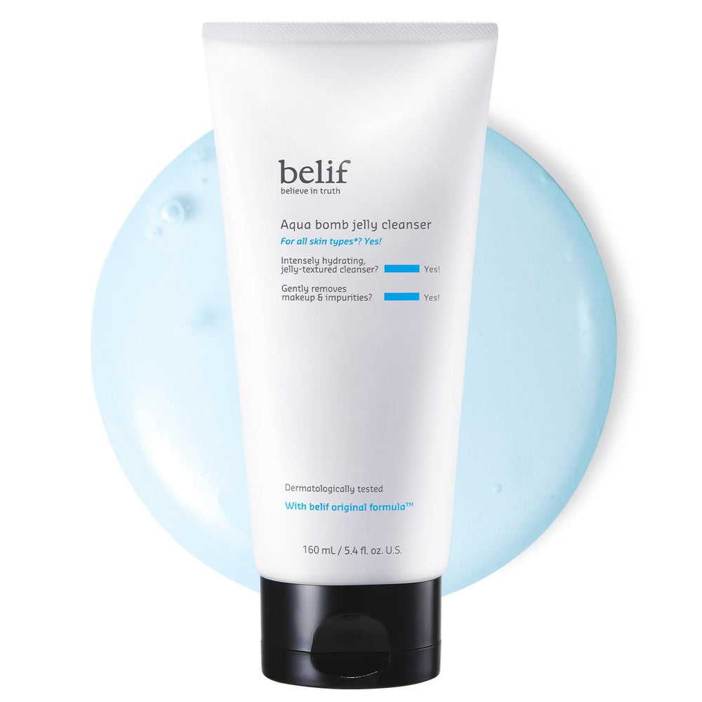 belif front bottle showing cleanser and label, highlights gentle cleansing