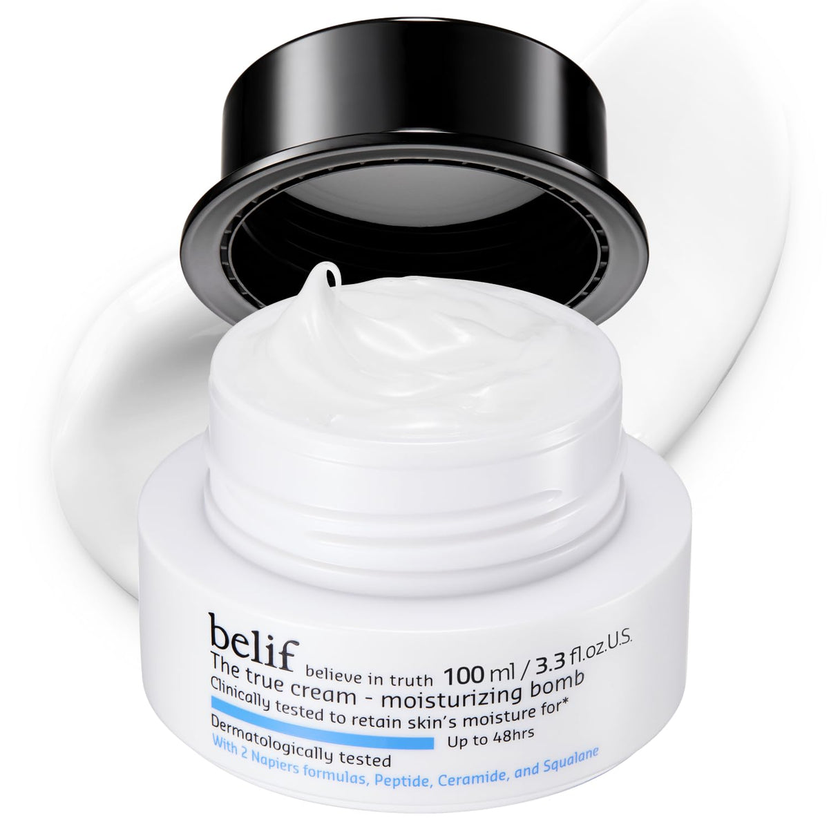 belif front packaging of Moisturizing Bomb shows product benefits and size