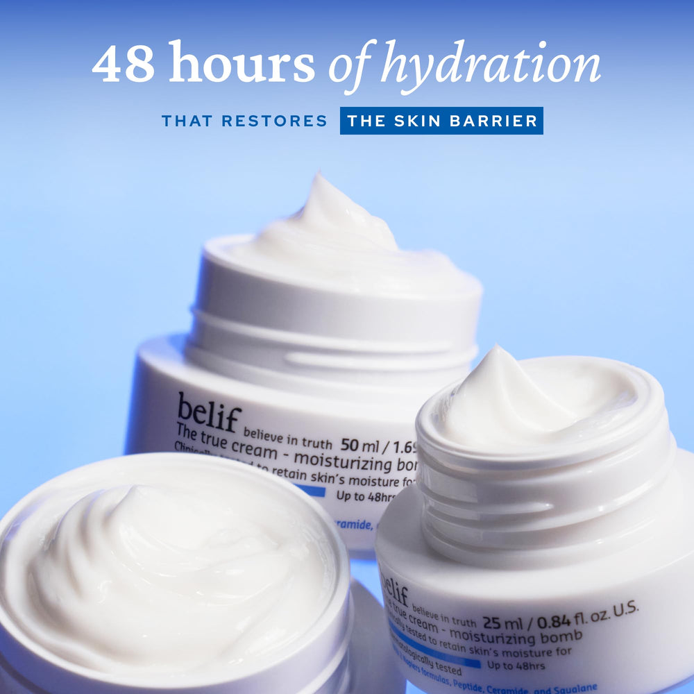 belif close-up of the Moisturizing Bomb texture highlighting lightweight hydration
