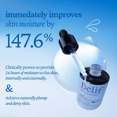 belif bottle held in hand showing size and travel-friendly convenience