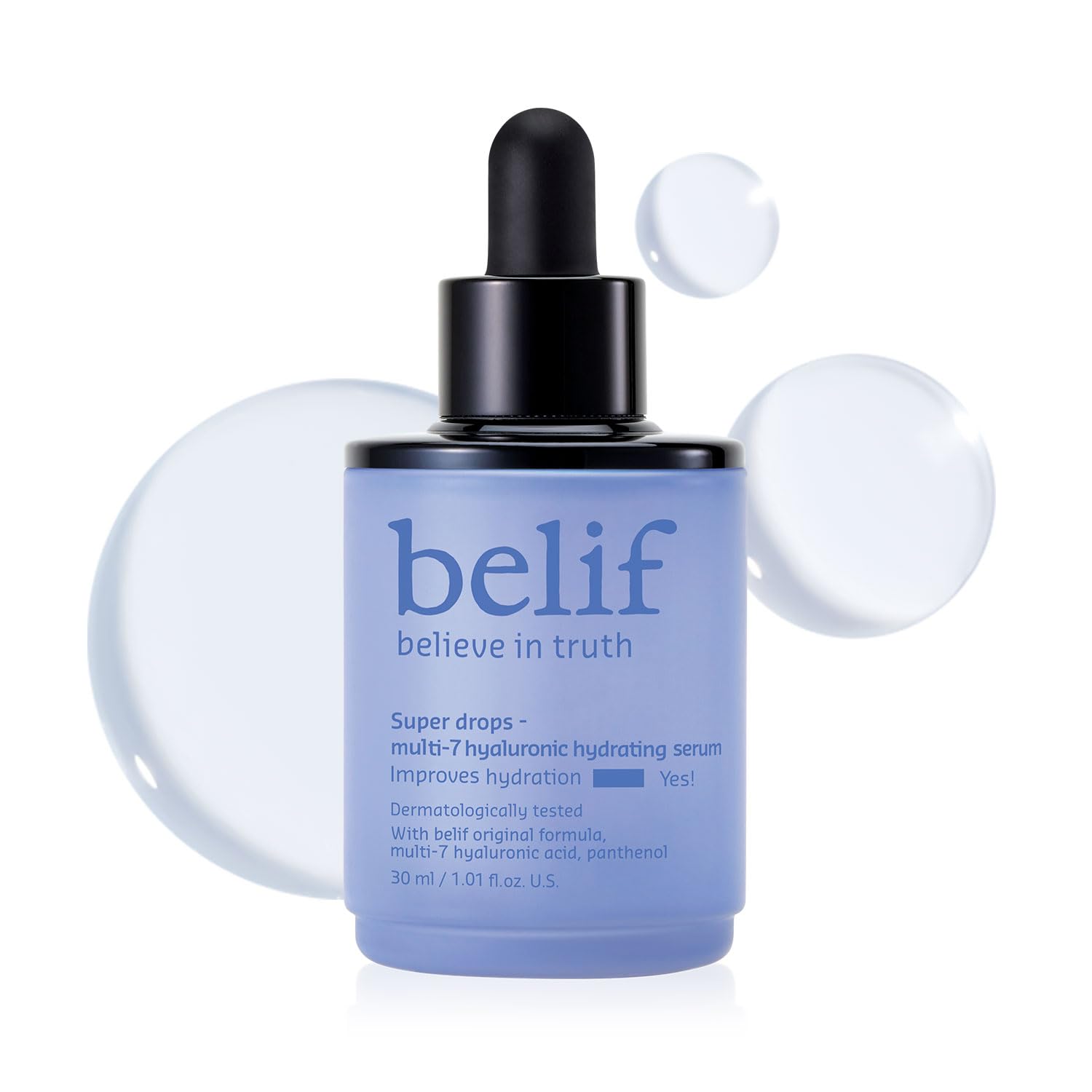 belif bottle front view showing product and brand for clear identification