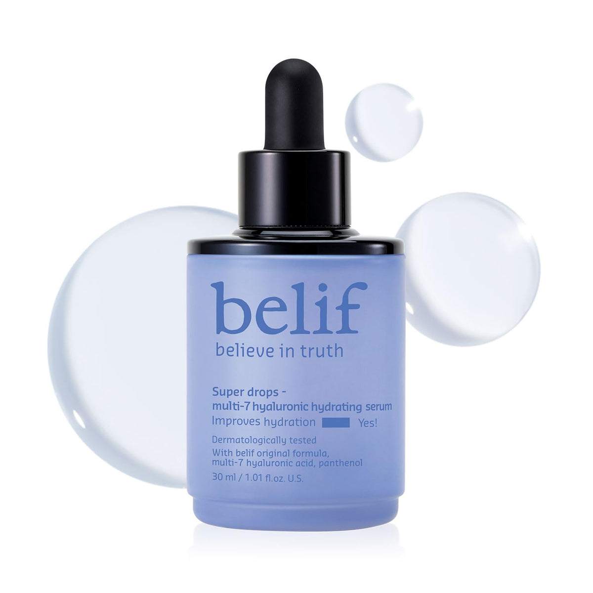 belif bottle front view showing product and brand for clear identification