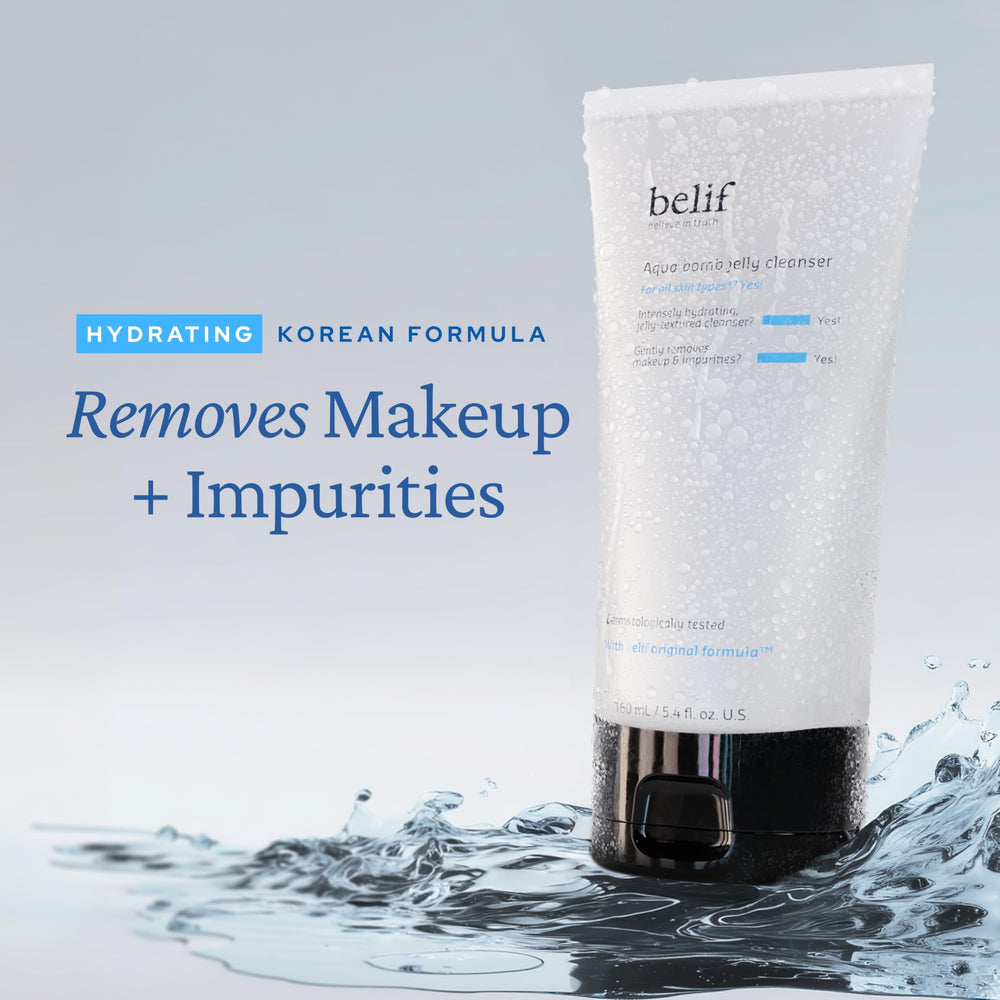 belif close-up of jelly texture turning to foam, shows hydrating feel