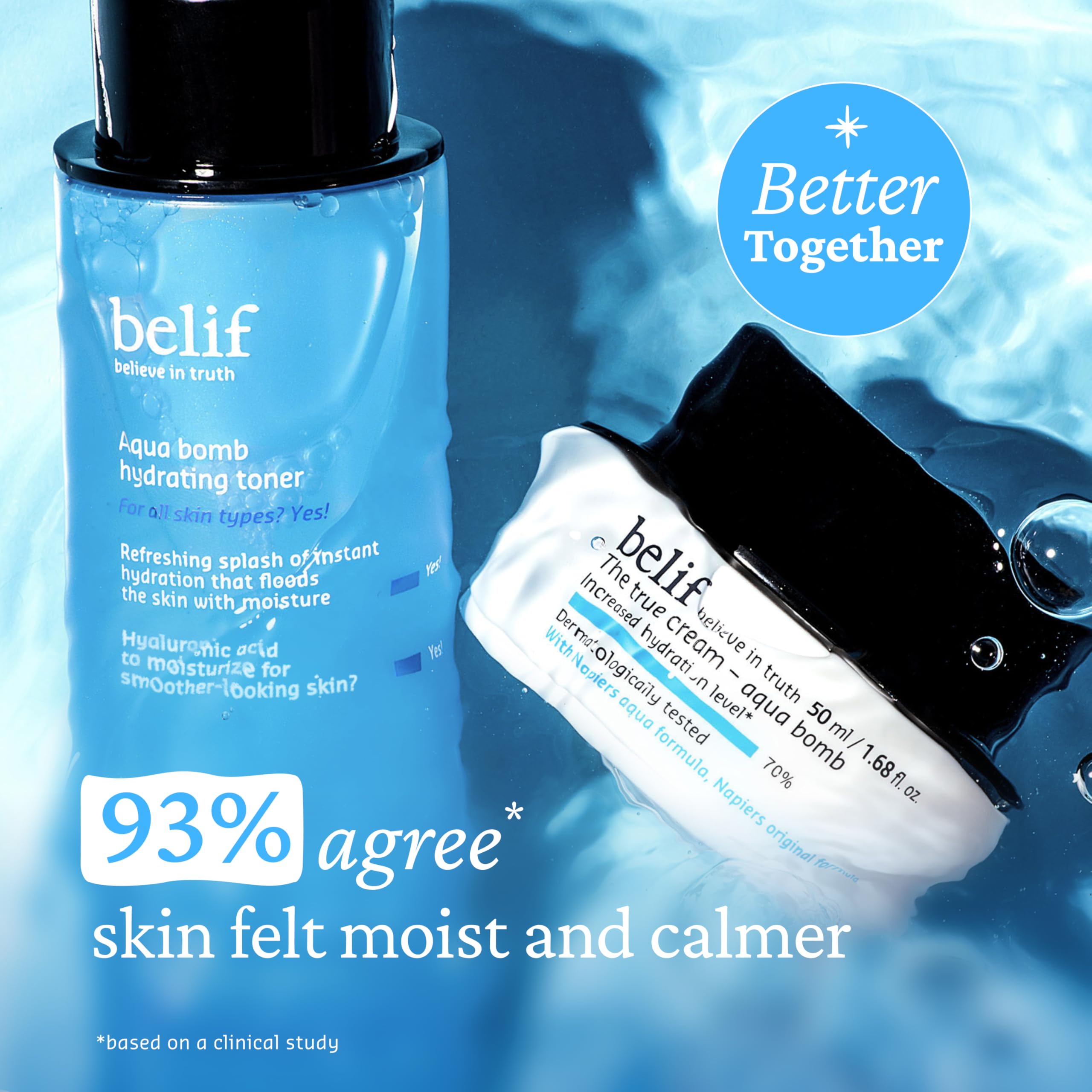 belif label close-up displaying key ingredients and transparency benefit