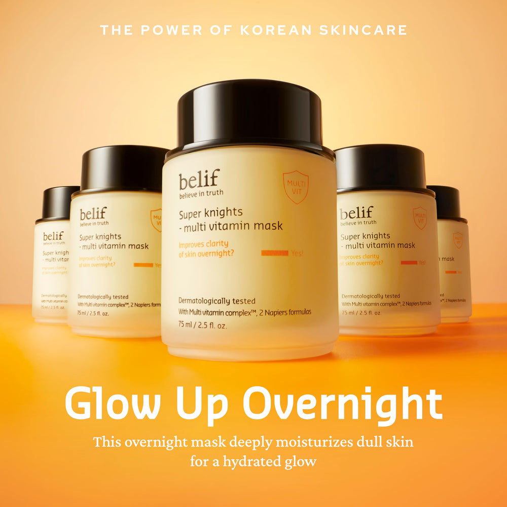 belif open jar revealing soft yellow mask for overnight radiance