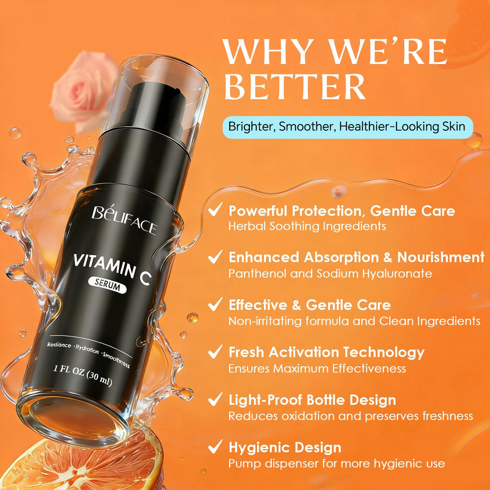 BéLIFACE serum shown on hand to illustrate absorption and smoothing benefit