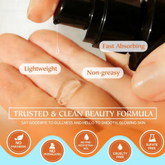 BéLIFACE serum texture droplet demonstrating lightweight hydrating finish