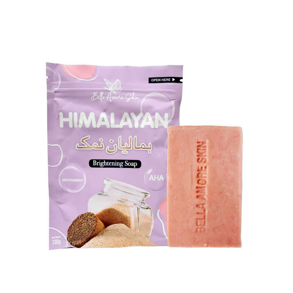 Bella Amore Skin Himalayan Soap front packaging showing natural ingredients and gentle exfoliation