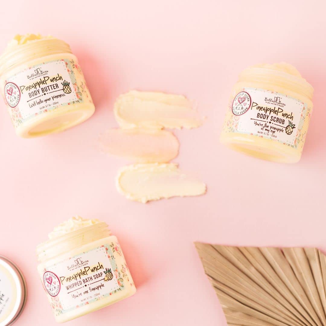 Bella and Bear ingredients in a bowl suggesting natural oils and sugar polishing benefit