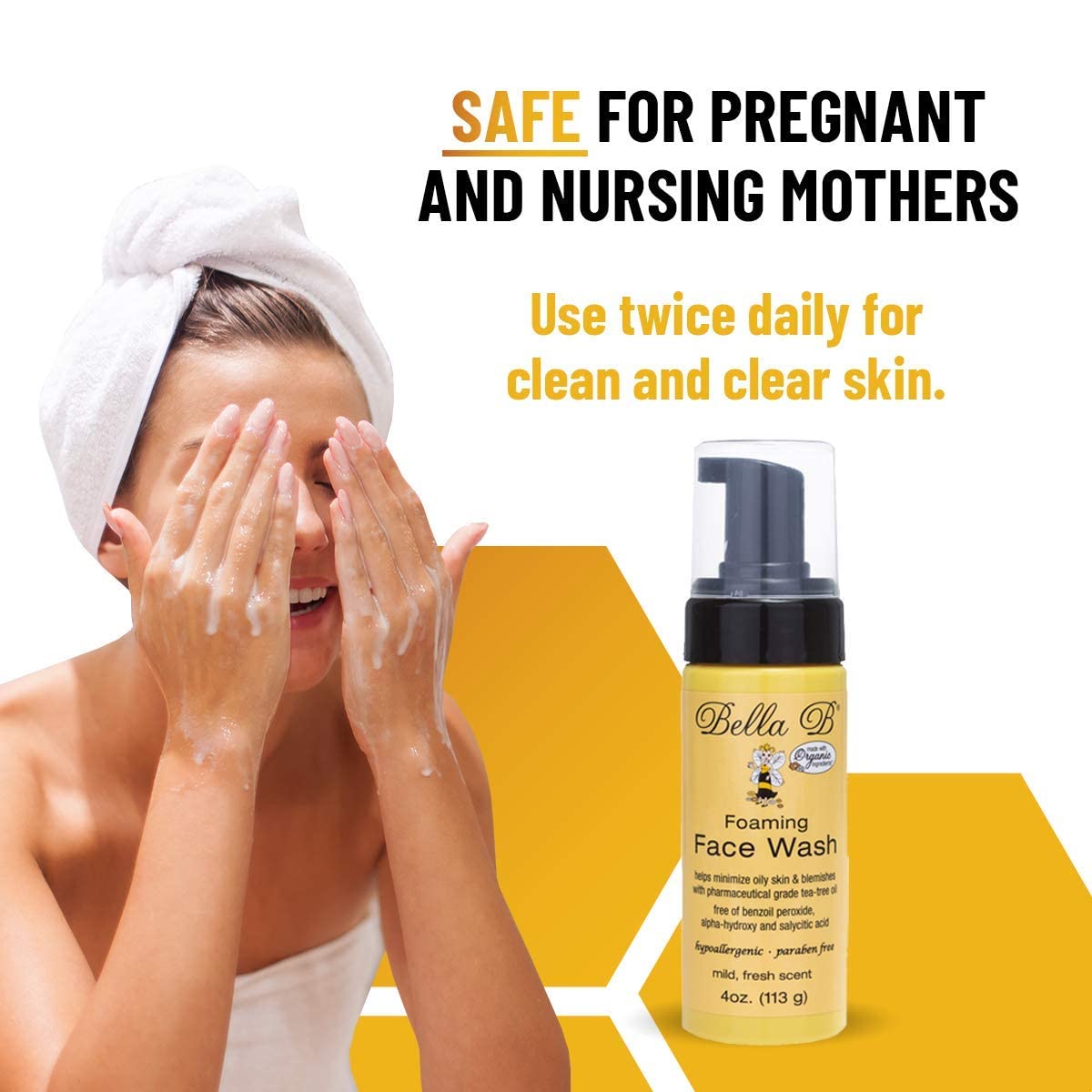 Bella B ingredients label showing organic extracts and pregnancy-safe formulation