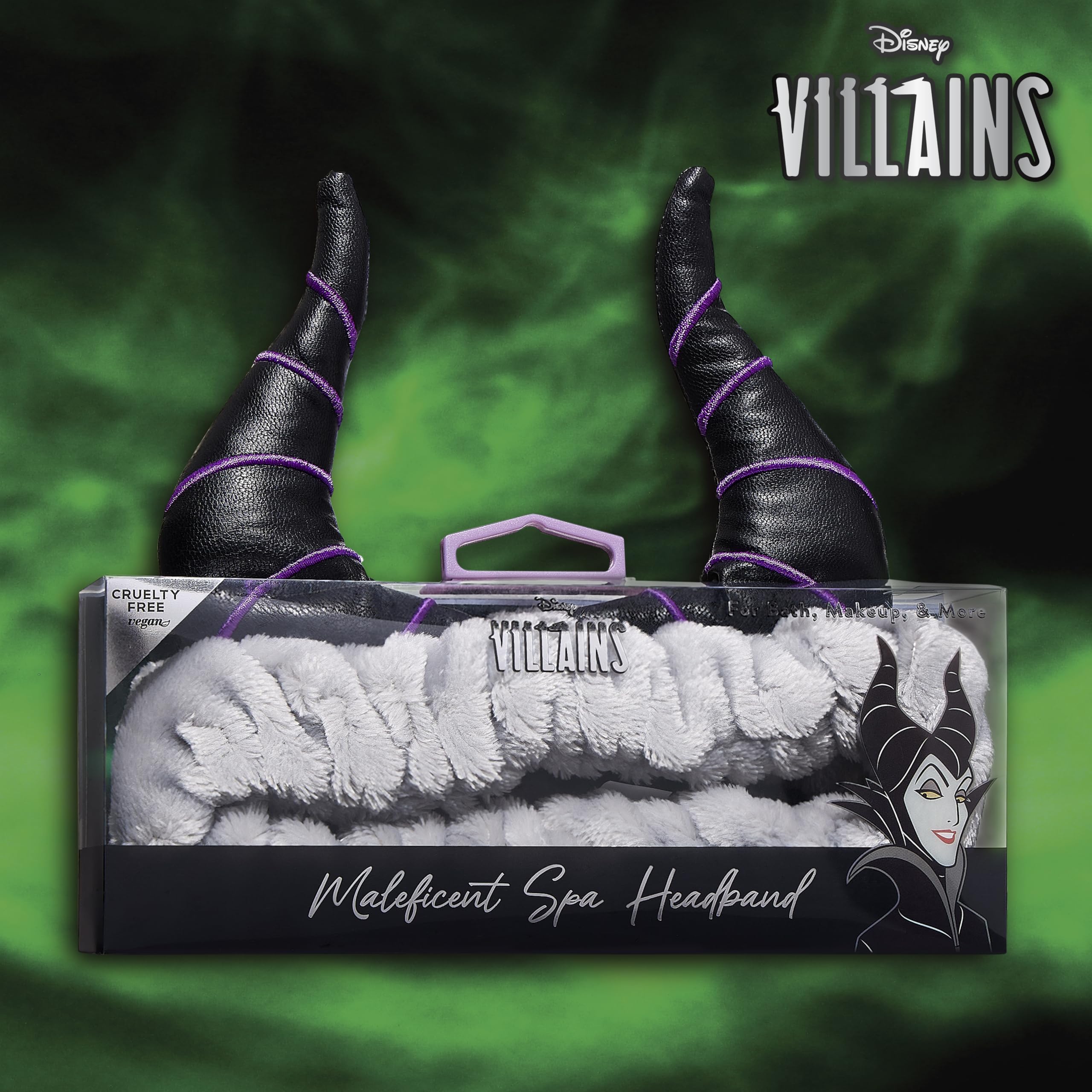 Belle Maison Maleficent headband in use during skincare routine keeping hair back