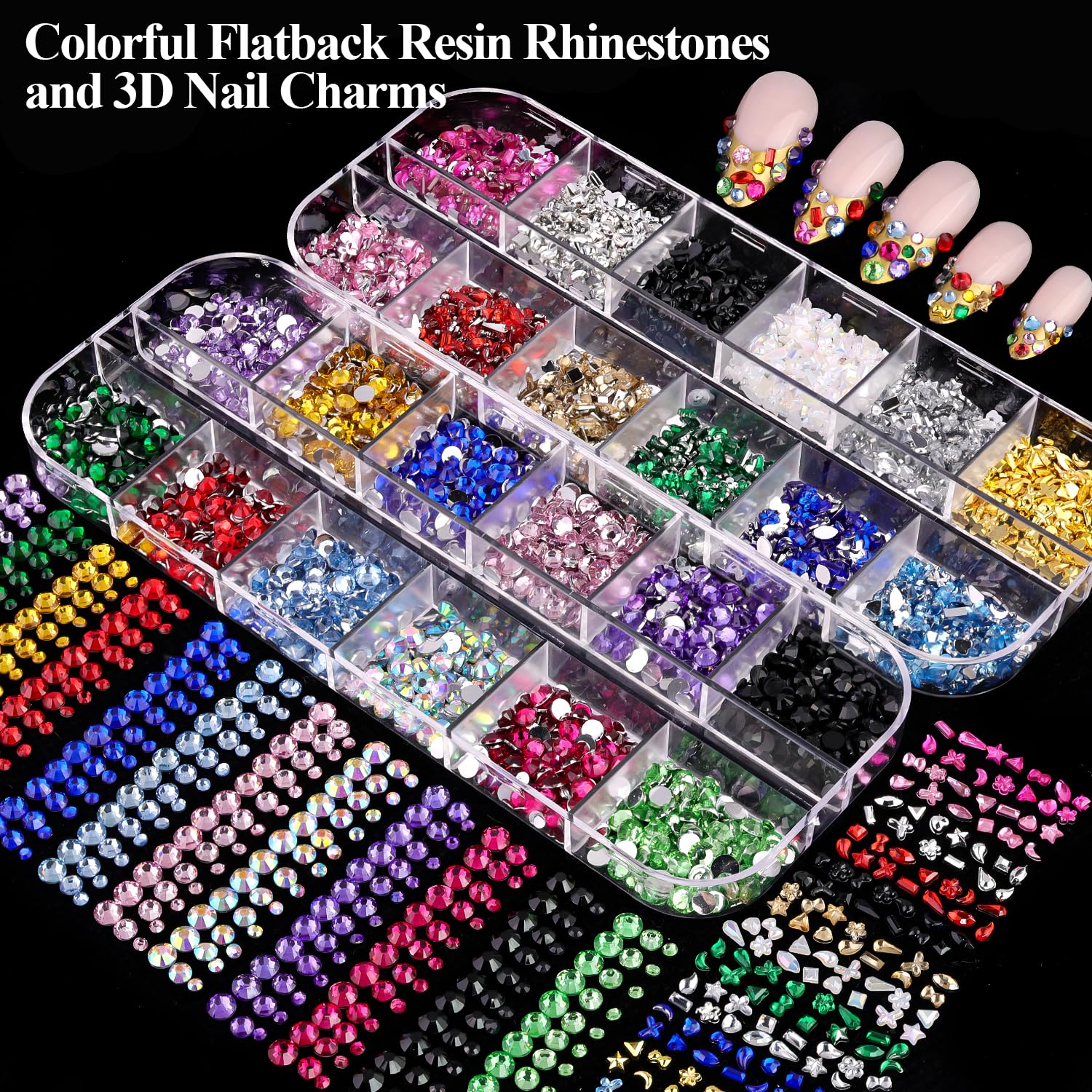 BELLEBOOST detailed view of 12-shaped AB gems offering bright rainbow reflections