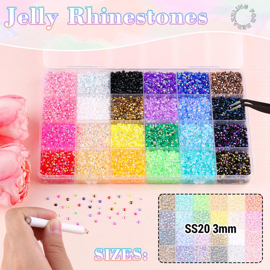 BELLEBOOST 24 color grids filled with 3mm gems offering organized color variety