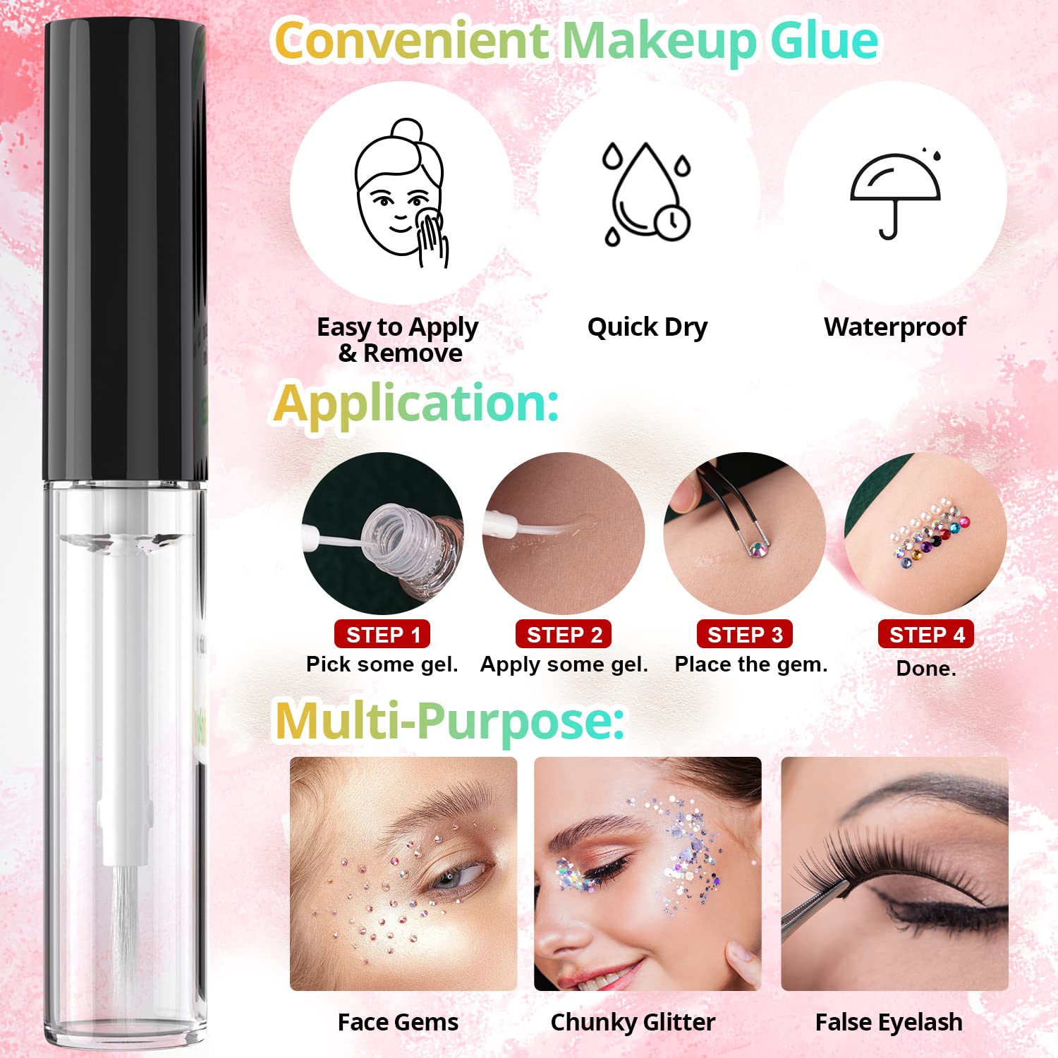 BELLEBOOST dual-end brush and tweezer for precise gem placement benefit