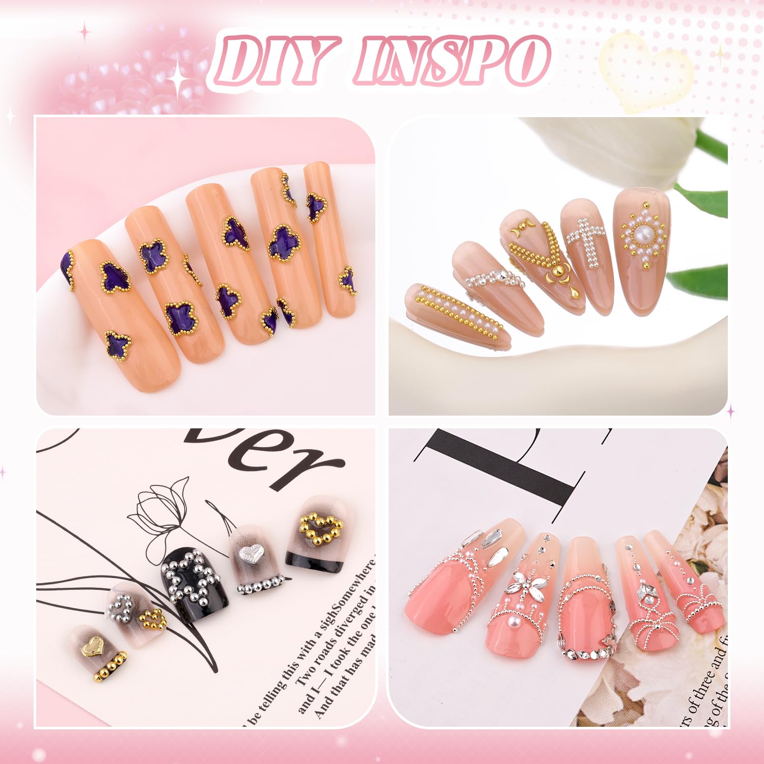 BELLEBOOST liner brush and glue next to beads demonstrating easy application tools