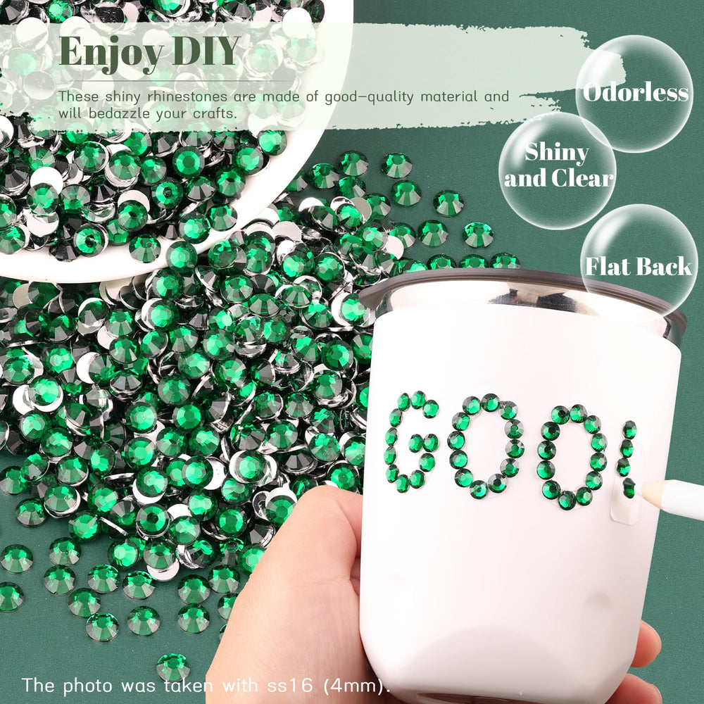 BELLEBOOST dark green rhinestones applied on 3D nail art, enhancing salon-style designs