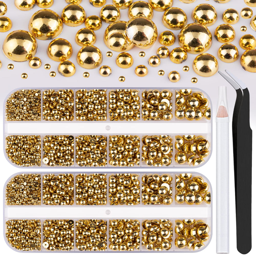 BELLEBOOST front view of two boxes showing organized gold pearls and lids for tidy storage