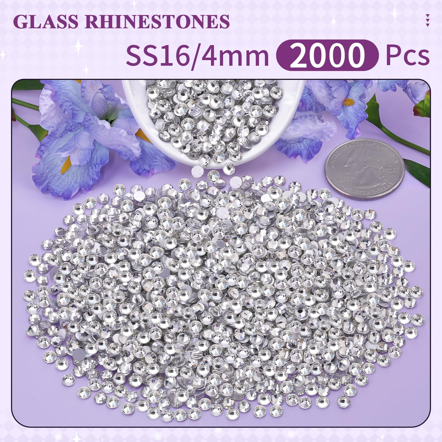 belleboost close-up facets of clear glass rhinestone revealing bright sparkle