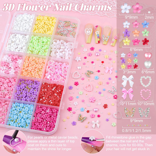 BELLEBOOST close-up of colorful 3D flower charms showing texture and layering benefit