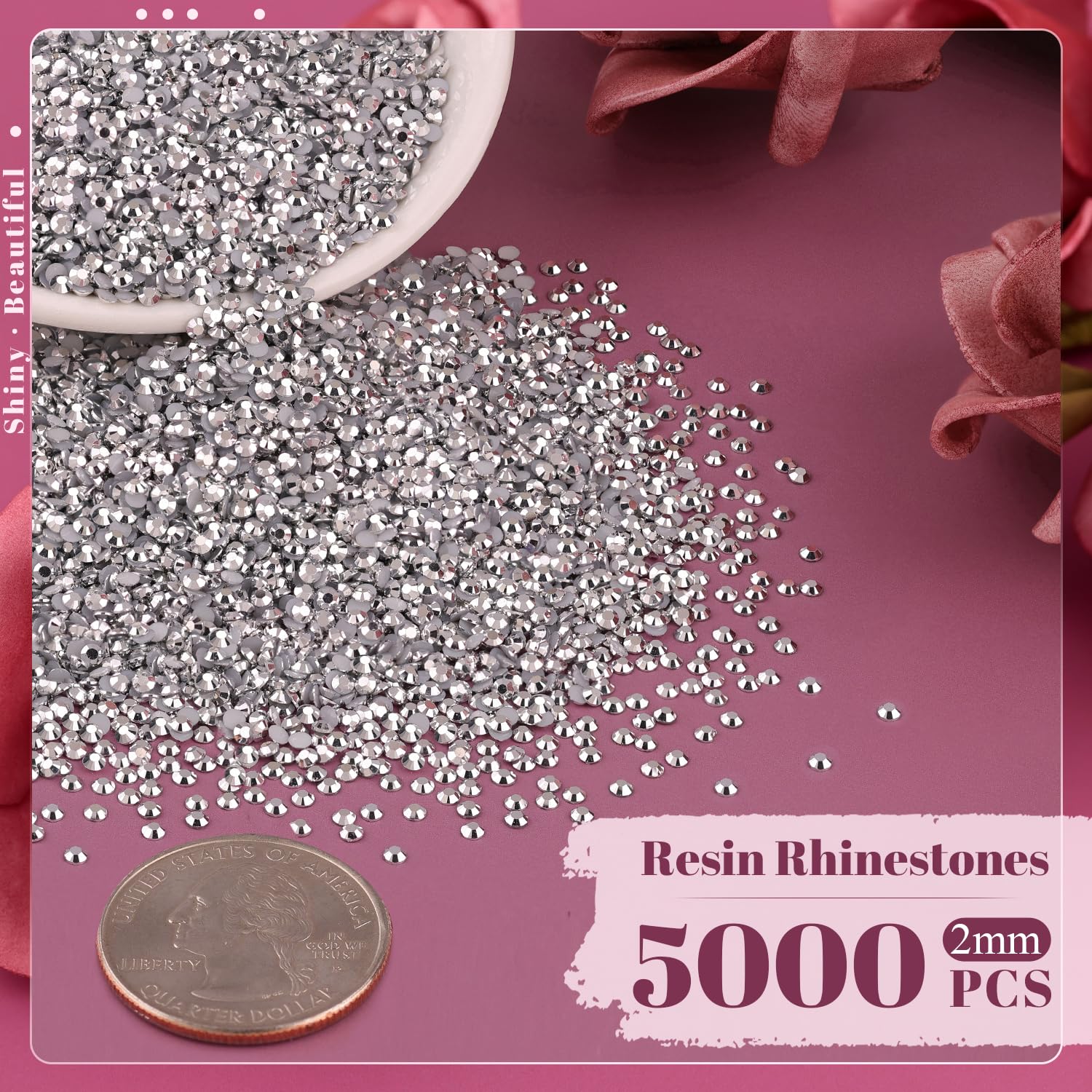 BELLEBOOST close-up of 2mm faceted rhinestone highlighting bright reflective detail