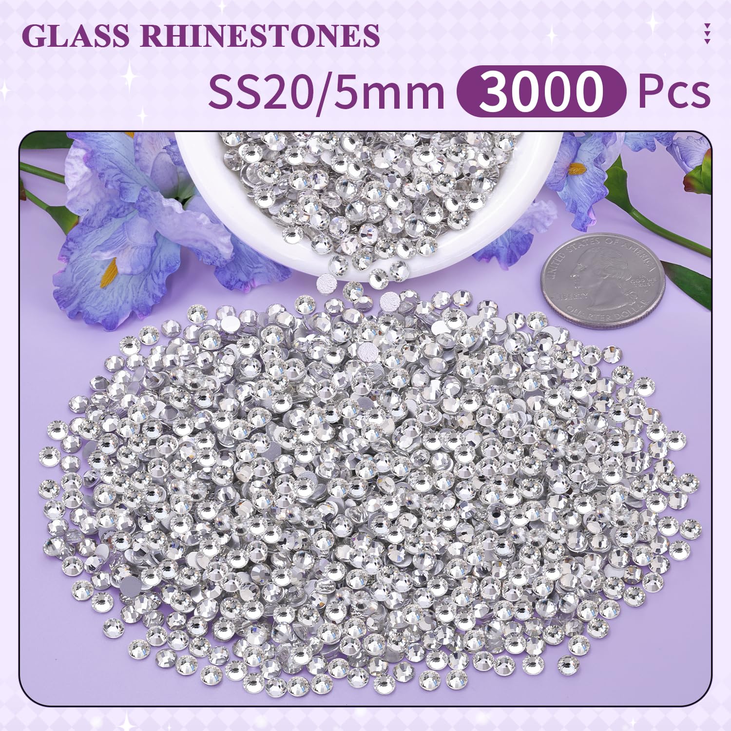 BELLEBOOST close-up of glass facets on a 5mm rhinestone highlighting superior sparkle
