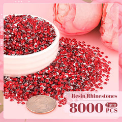BELLEBOOST close-up of 3mm red rhinestone facets highlighting bright reflective sparkle