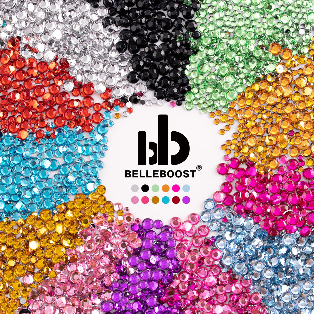 BELLEBOOST color box open with 12 hues displayed, fast color selection benefit