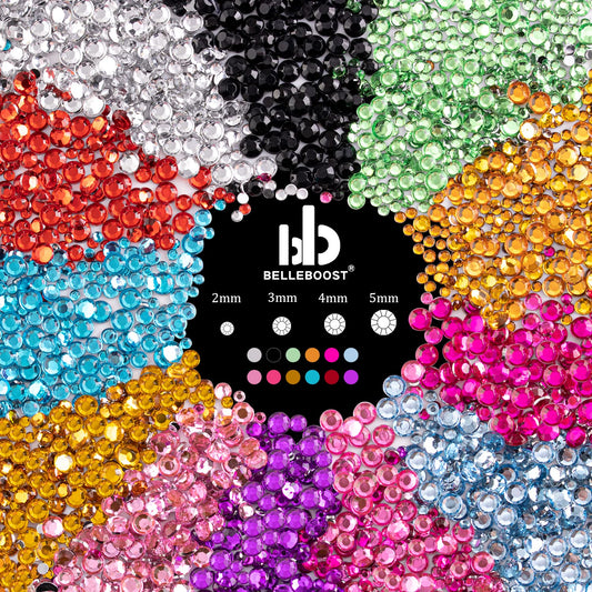 BELLEBOOST colorful rhinestones close-up showing vibrant hues for designs
