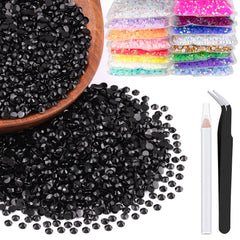 BELLEBOOST front packaging showing 5000 black 2mm rhinestones and tools for easy organizing