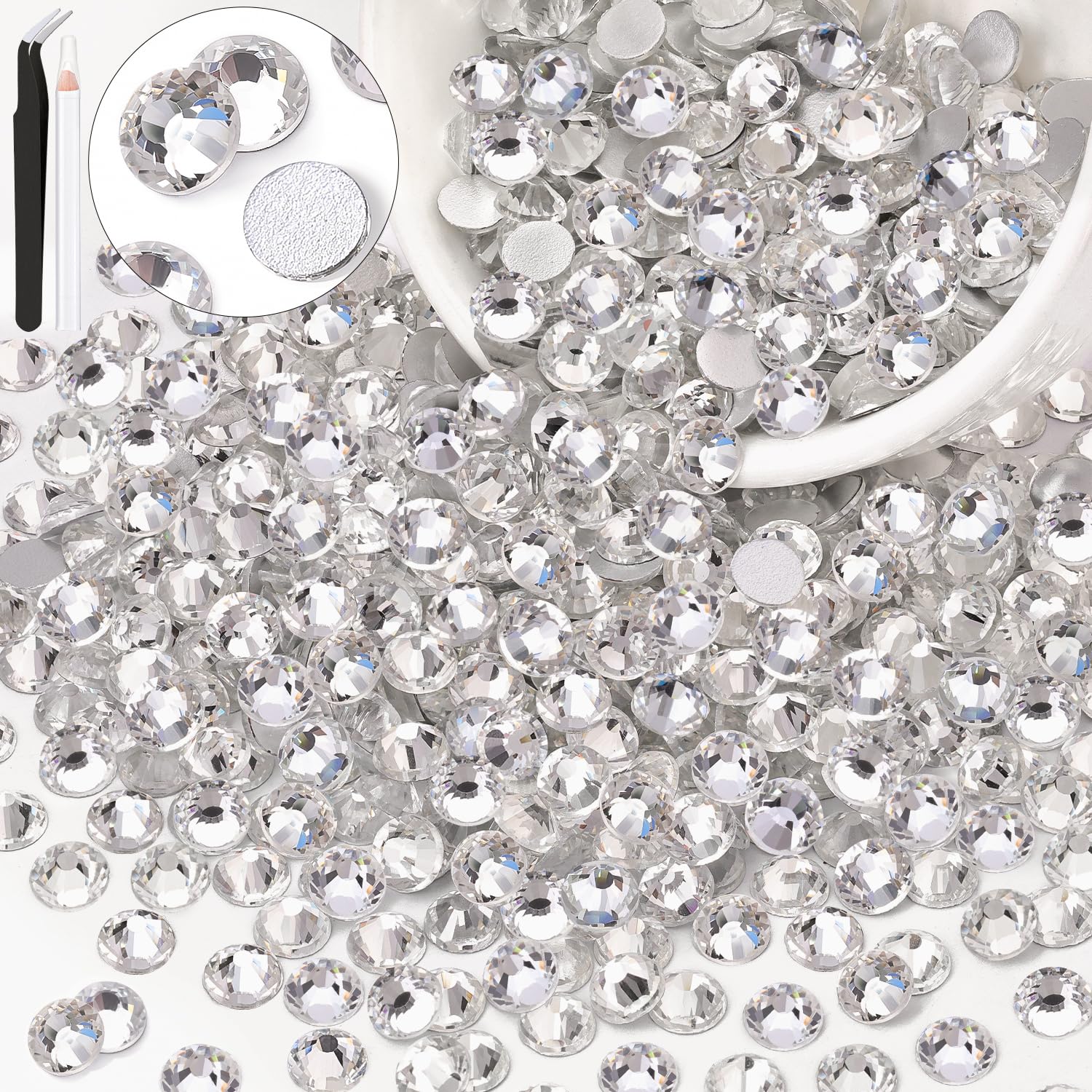 BELLEBOOST front packaging showing 600 clear rhinestones and tools, great value